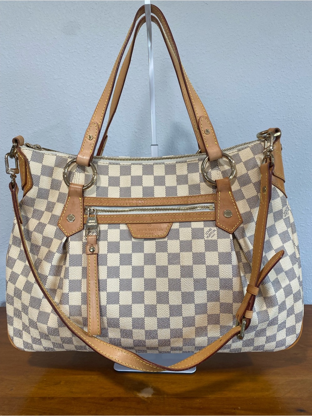 Check Shoulder Bag in Beige and Tan GM